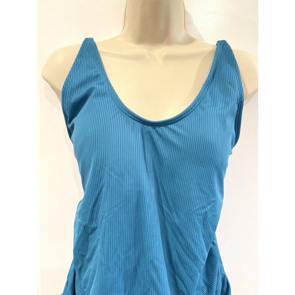 PinkBlush Teal Ribbed Ruched One-Piece Maternity Swimsuit - Large - Picture 4 of 14
